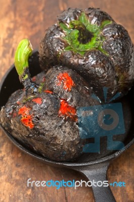 Charcol Scorched Fresh Bell Peppers Stock Photo Charcol Scorched Fresh Bell Peppers Stock Photo