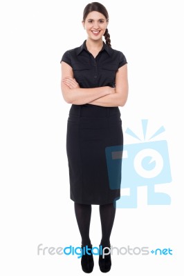 Charming Business Woman, Arms Crossed Stock Photo