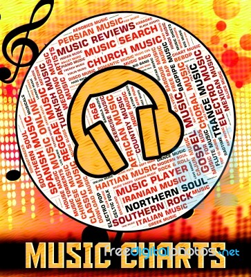 Chart Music Represents Top Twenty And Audio Stock Image