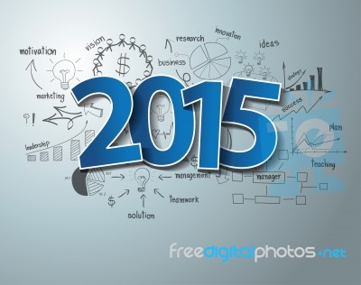 Charts And Graphs With Blue Tags Label 2015 Text Design Stock Image