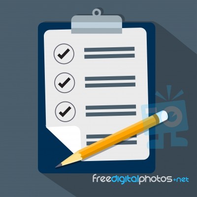 Check List And Pencil- Flat Design Stock Image