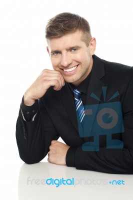 Cheerful Corporate Executive Posing Stock Photo