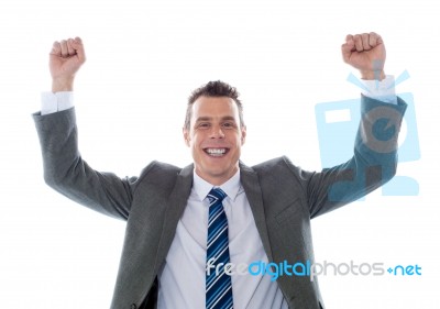 Cheerful Excited Business Executive Stock Photo