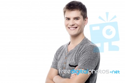 Cheerful Guy Posing In Casuals Stock Photo