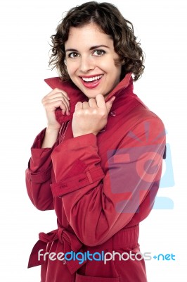 Cheerful Young Female In Fashionable Attire Stock Photo