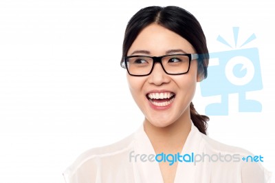 Cheerful Young Girl In Eyeglasses Stock Photo
