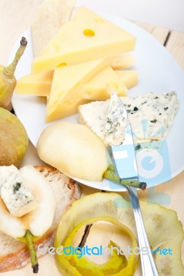 Cheese And Pears Stock Photo