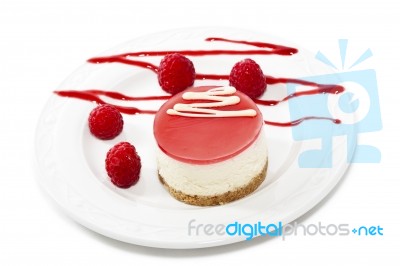 Cheese cake with raspberries Stock Photo