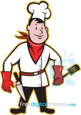 Chef Cook Standing Holding Spatula Stock Image