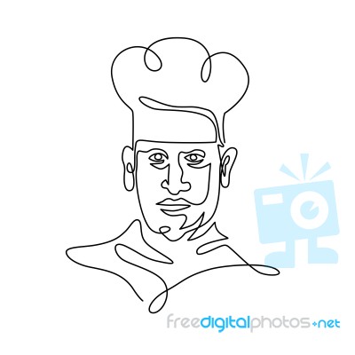 Chef Wearing Toque Hat Continuous Line Stock Image