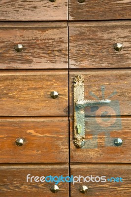 Cheglio   Door Curch  Closed Wood Italy  Lombardy Stock Photo