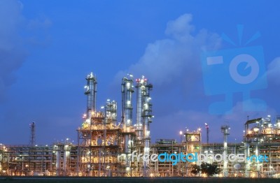 Chemical Factory At Evening Stock Photo
