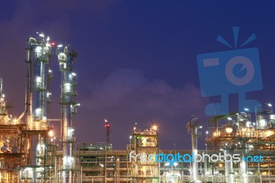 Chemical Factory At Evening Stock Photo