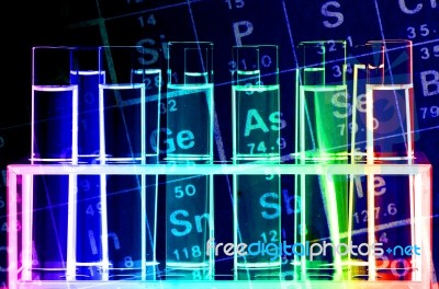 Chemical Reagents And Periodic Table Stock Photo