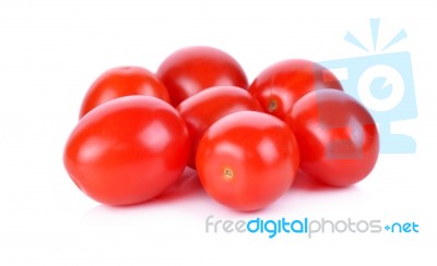 Cherry Tomatoes Isolated On A White Background Stock Photo