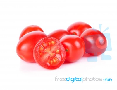 Cherry Tomatoes On A White Background Stock Photo