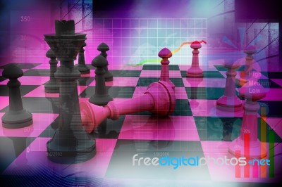 Chess Board With Figures Stock Image