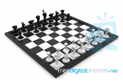 Chess Board With Figures Stock Image