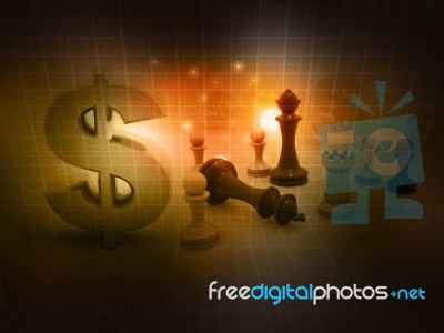 Chess Game And Dollar Sign Stock Image