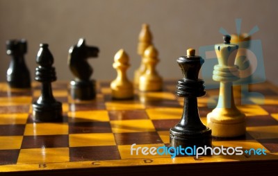 Chess On The Chessboard Stock Photo