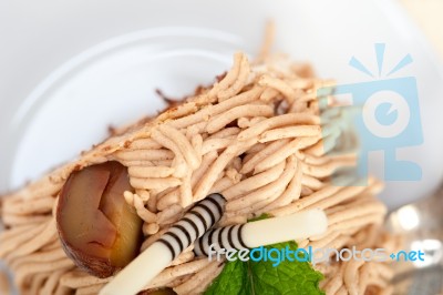 Chestnut Cream Cake Dessert Stock Photo Chestnut Cream Cake Dessert Stock Photo