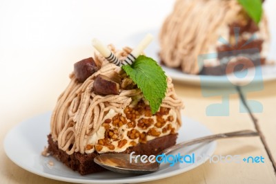 Chestnut Cream Cake Dessert Stock Photo