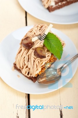 Chestnut Cream Cake Dessert Stock Photo