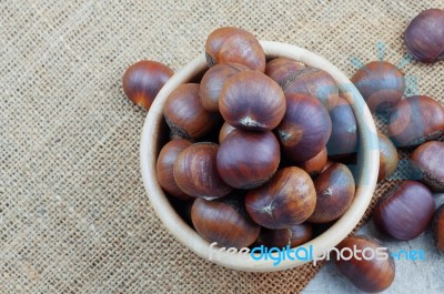 Chestnuts Roasted In A Bowl Stock Photo