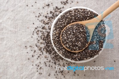 Chia Seeds From Top View Stock Photo