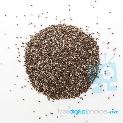 Chia Seeds On White Background Stock Photo