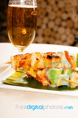 Chicken And Vegetables Skewers Stock Photo