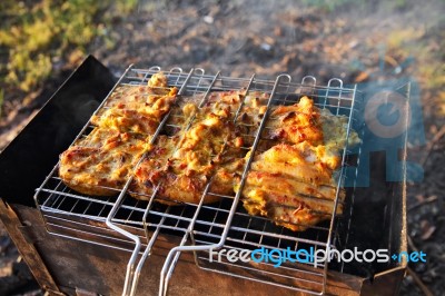 Chicken Breast Grilled On A Coals Stock Photo