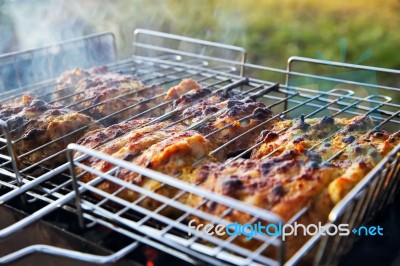 Chicken Breast Grilled On A Coals Stock Photo