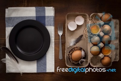 Chicken Eggs Still Life Rustic With Food Stylish Stock Photo