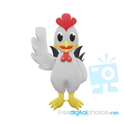 Chicken White Cartoon Is Cute Illustration Of Paper Cut Stock Image
