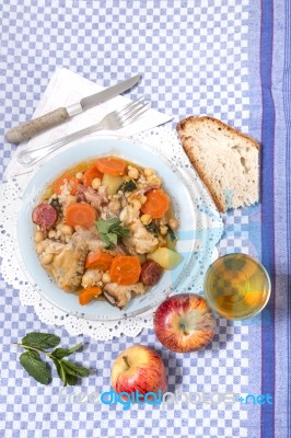 Chickpea With Chicken Meal Stock Photo