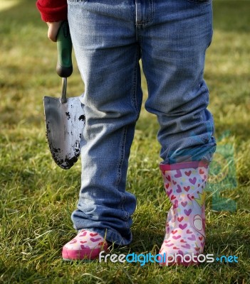 Child Digging Stock Photo