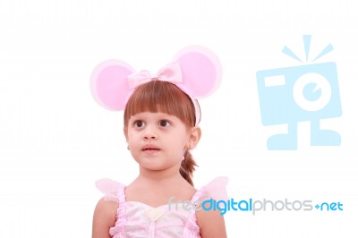 Child With Bunny Ears Stock Photo