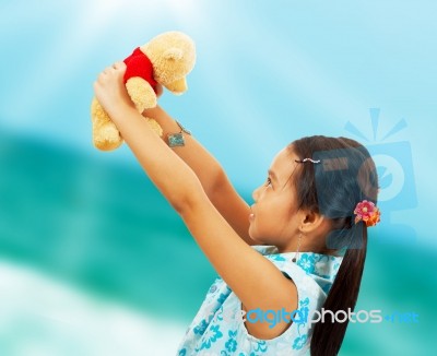Child With Teddy Bear Stock Photo