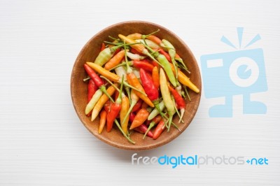 Chili Peppers On White Stock Photo