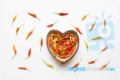 Chili Peppers On White Stock Photo