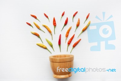 Chili Peppers On White Stock Photo