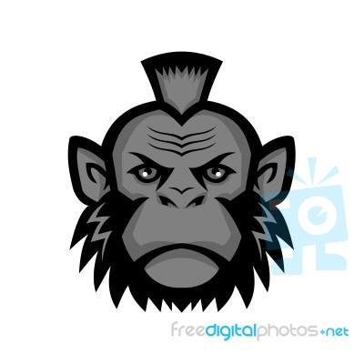 Chimpanzee Wearing Mohawk Mascot Stock Image
