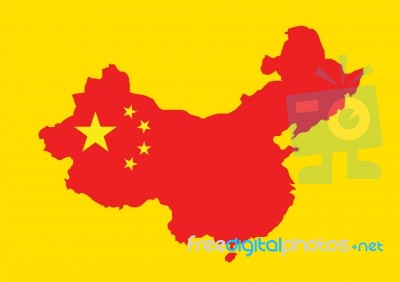 China Map With China Flag Inside Stock Image