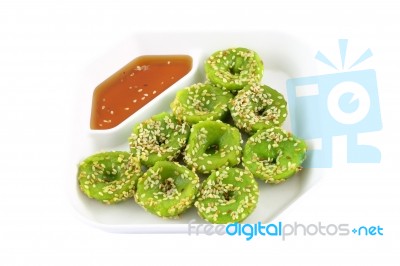 Chinese Green Coconut Milk Custard And Sweet Dip Stock Photo