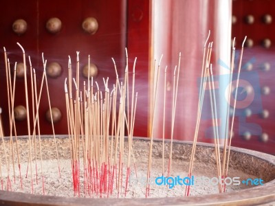 Chinese Incense Stick In A Pot Stock Photo