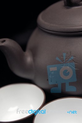 Chinese Jasmine Tea Pot And Cups Stock Photo