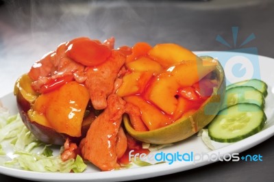 Chinese Mango Chicken Dish Stock Photo