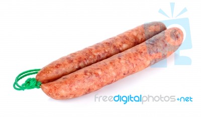 Chinese Sausages Isolated On The White Stock Photo