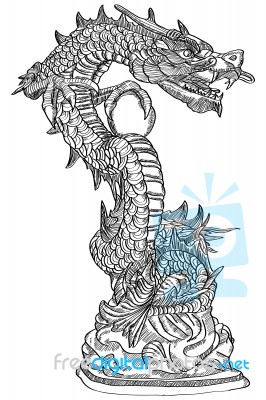 Chinese Style Dragon Statue Line Stock Image Chinese Style Dragon Statue Line Stock Image